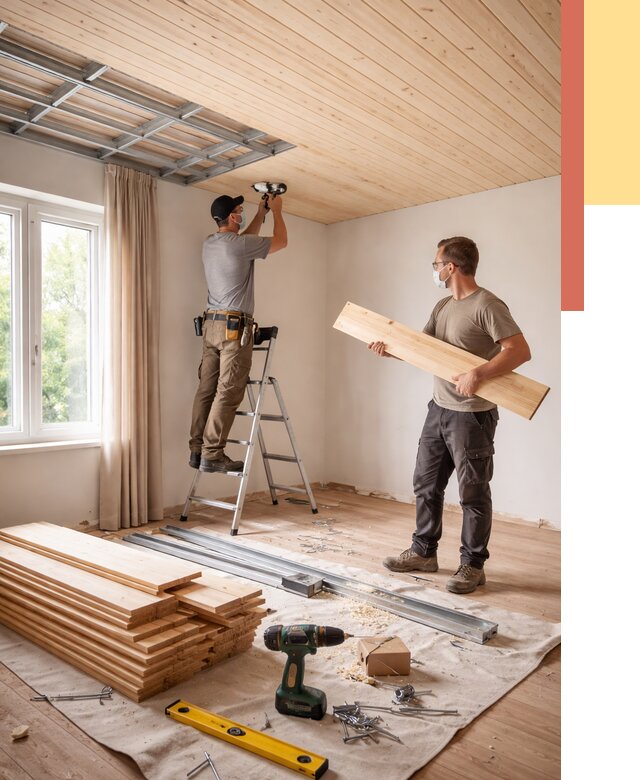 Монтаж потолка из вагонки в Орле от 6581 руб. | Быстро и недорого — ОТДЕЛОЧНИК-Орл