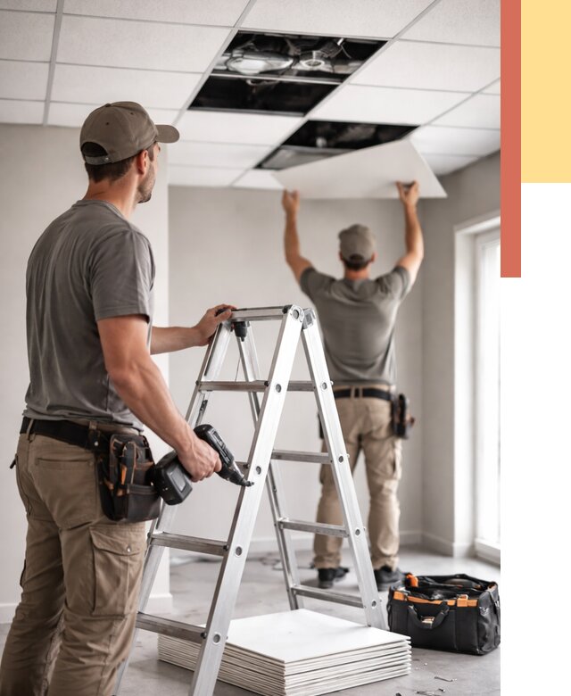 Обслуживание подвесного потолка в Орле от 3543 руб. — быстро и недорого | ОТДЕЛОЧНИК-Орл