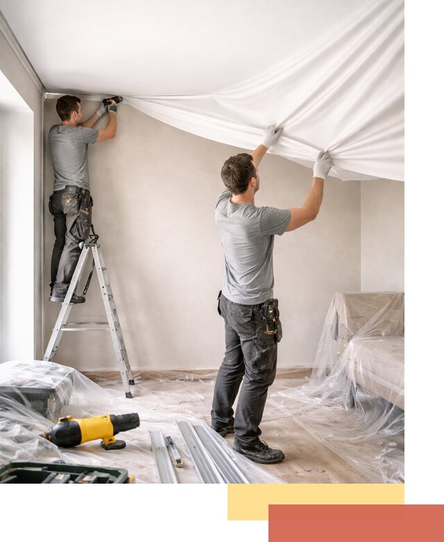 Монтаж тканевого натяжного потолка в Орле недорого и быстро