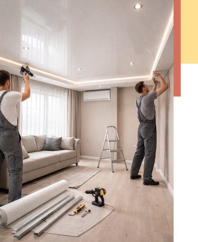 Монтаж глянцевого натяжного потолка в Орле от 759 руб. под ключ | ОТДЕЛОЧНИК-Орл