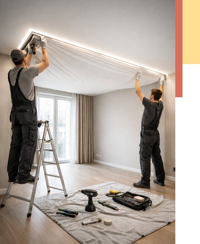 Монтаж парящего натяжного потолка в Орле от 4556 руб. быстро и недорого | ОТДЕЛОЧНИК-Орл