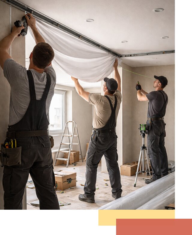 Монтаж парящего натяжного потолка под ключ в Орле