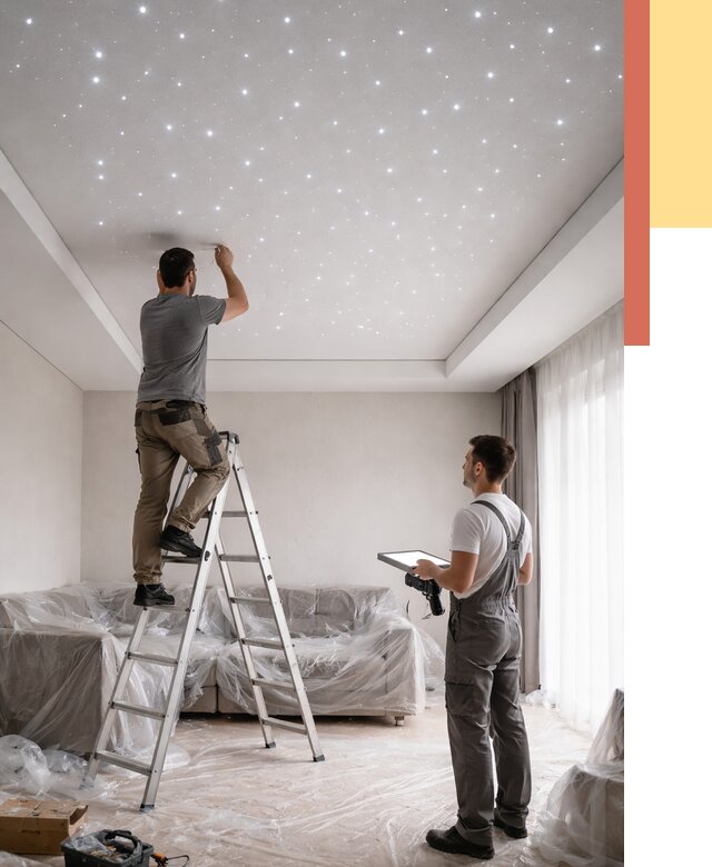 Монтаж натяжного потолка «звездное небо» в Орле от 6581 руб. | ОТДЕЛОЧНИК-Орл