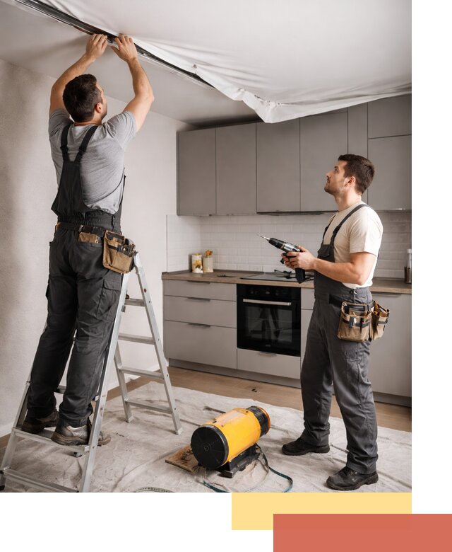 Монтаж натяжного потолка на кухне в Орле