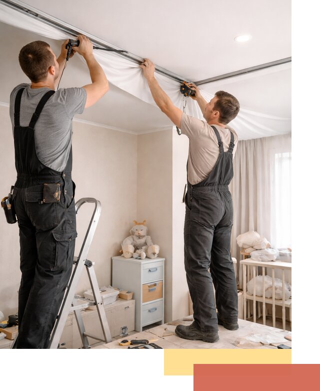 Монтаж натяжного потолка в детской комнате в Орле