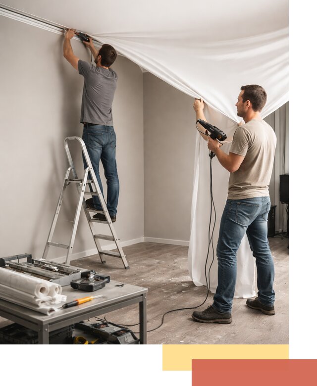 Монтаж натяжного потолка в студии в Орле