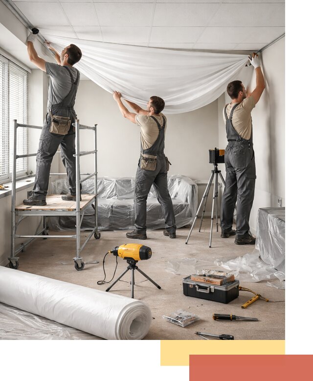 Монтаж натяжного потолка в офисе в Орле