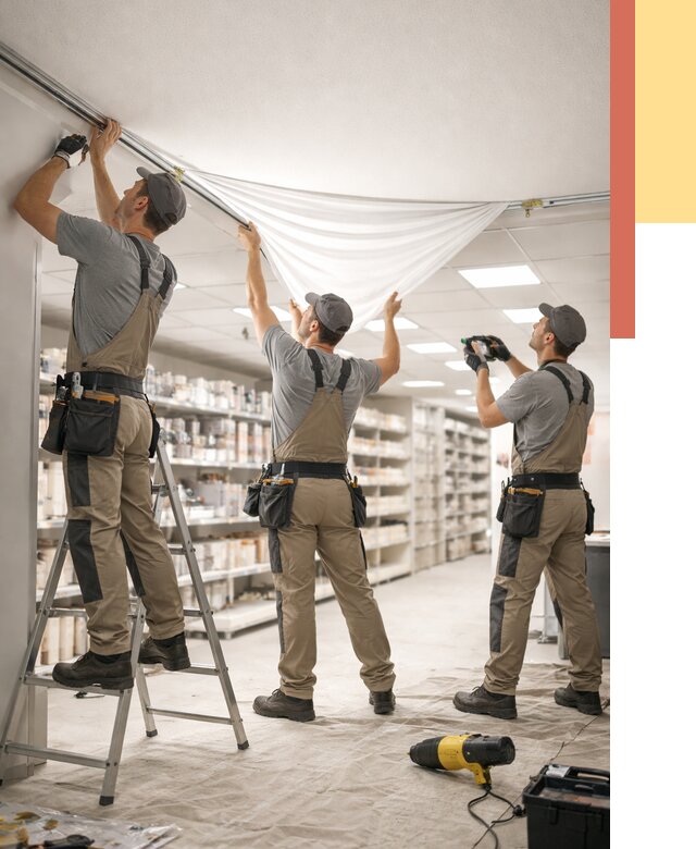 Монтаж натяжного потолка в магазине в Орле от 4556 руб. быстро и недорого | ОТДЕЛОЧНИК-Орл
