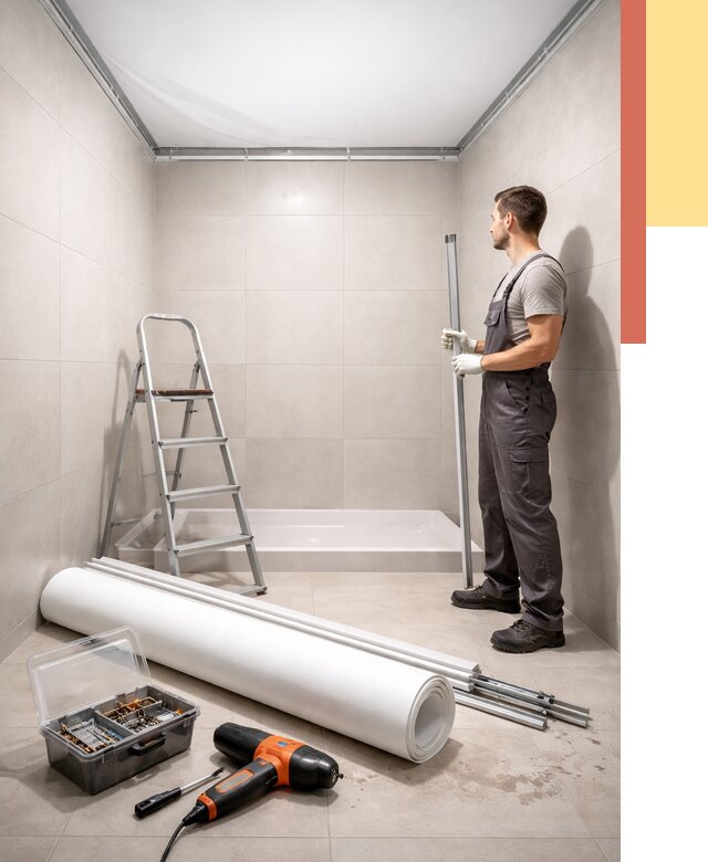 Монтаж натяжного потолка в санузле в Орле от 1873 руб. — ОТДЕЛОЧНИК-Орл