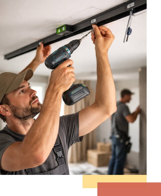 Установка трековых светильников в натяжной потолок в Орле