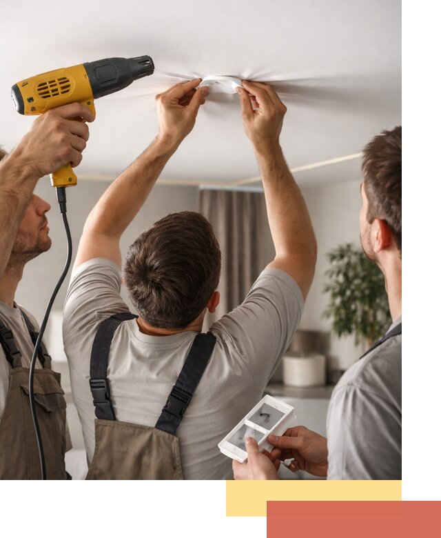 Ремонт прокола полотна натяжного потолка в Орле