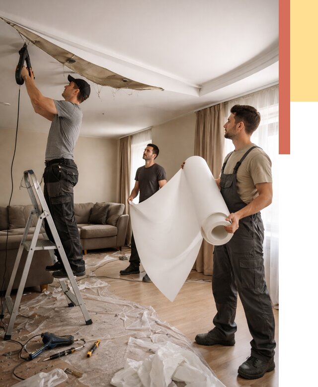 Замена полотна натяжного потолка в Орле от 9618 руб. быстро и недорого | ОТДЕЛОЧНИК-Орл