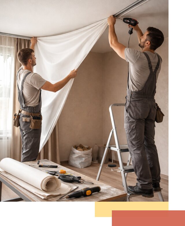 Замена полотна натяжного потолка в Орле быстро и качественно