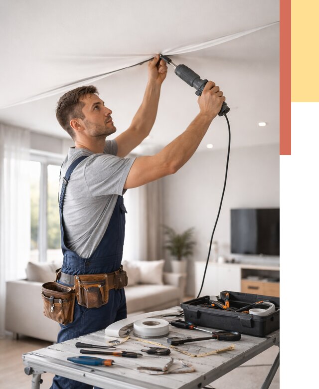 Ремонт натяжных потолков в Орле от 9618 руб. под ключ — ОТДЕЛОЧНИК-Орл