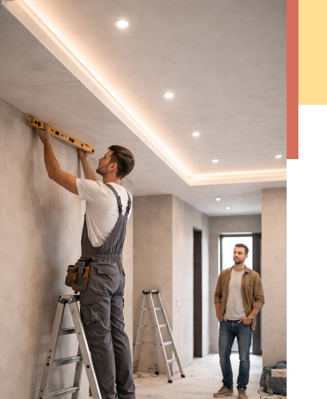 Потолок из гипсокартона с подсветкой в Орле от 759 руб./м2 под ключ | ОТДЕЛОЧНИК-Орл