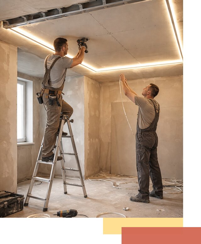 Потолок из гипсокартона с подсветкой в Орле