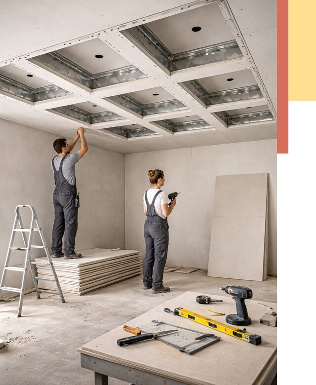 Кессонный потолок из гипсокартона в Орле от 1873 руб. — монтаж и под ключ | ОТДЕЛОЧНИК-Орл