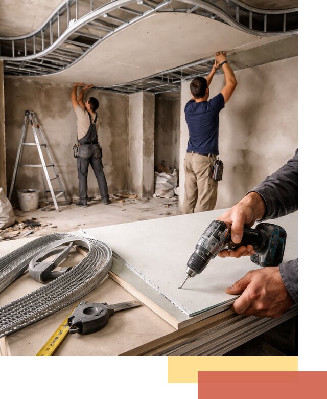 Криволинейный потолок из гипсокартона в Орле — монтаж и отделка