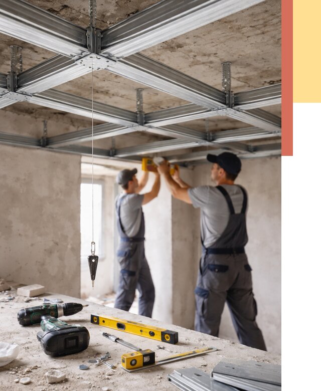 Монтаж каркаса потолка из профиля в Орле от 4556 руб. — услуги ОТДЕЛОЧНИК-Орл