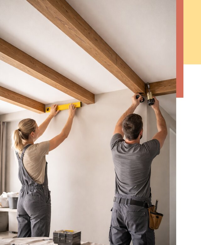 Монтаж декоративных балок на потолок в Орле от 4252 руб. — ОТДЕЛОЧНИК-Орл